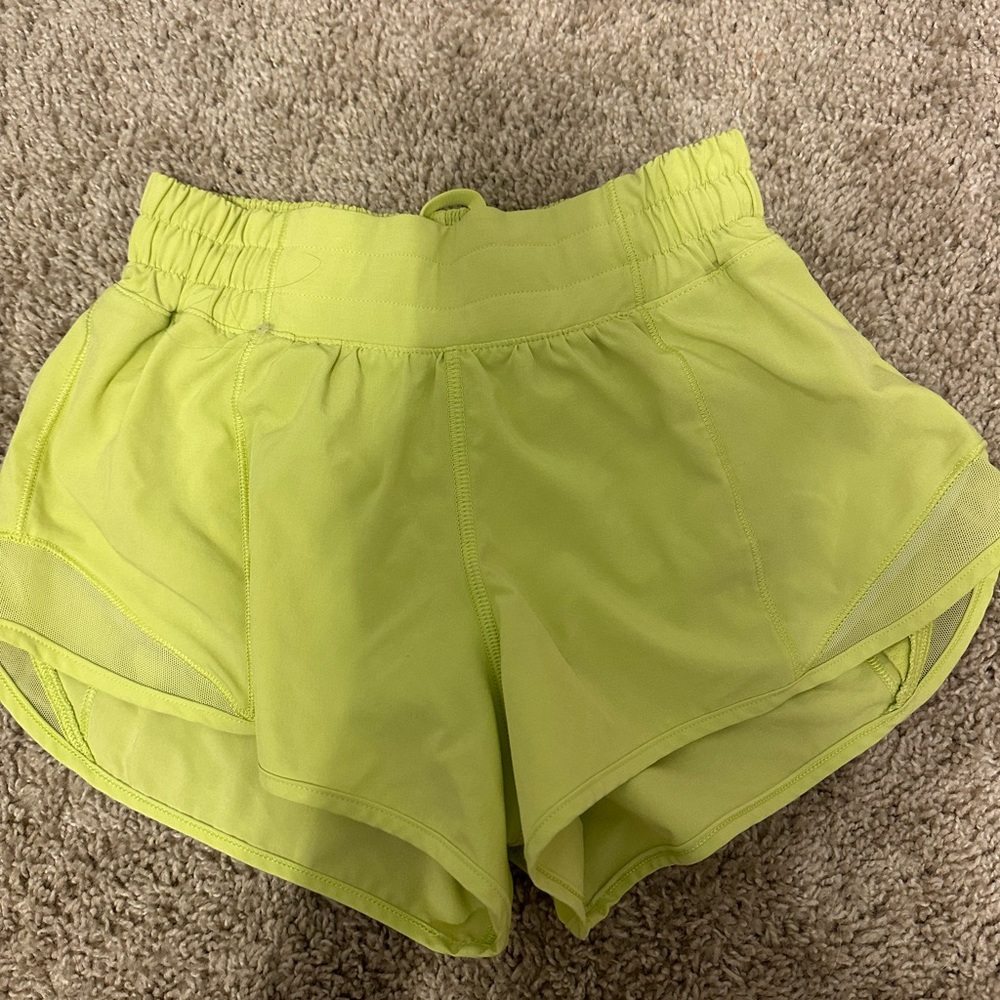 Neon Yellow lulu shorts size 4